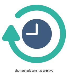 Repeat Clock vector icon. Style is bicolor flat symbol, cobalt and cyan colors, rounded angles, white background.