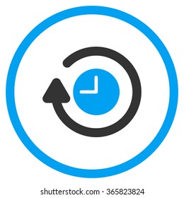 Repeat Clock vector icon. Style is bicolor flat circled symbol, blue and gray colors, rounded angles, white background.