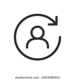 Repeat customer sales isolated icon, refresh user vector icon with editable stroke