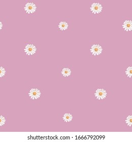 Repeat Daisy Flower Pattern with pink purple background. Seamless floral pattern. Stylish repeating texture. 