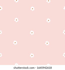 Repeat Daisy Wildflower Pattern with light pink background. Seamless floral pattern. blue Daisy. Stylish repeating texture. Repeating texture. 