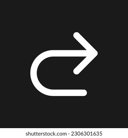 Repeat dark mode glyph ui icon. Simple filled line element. User interface design. White silhouette symbol on black space. Solid pictogram for web, mobile. Vector isolated illustration