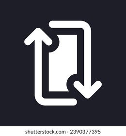 Repeat dark mode glyph ui icon. Update messenger app. Repetition of file. User interface design. White silhouette symbol on black space. Solid pictogram for web, mobile. Vector isolated illustration