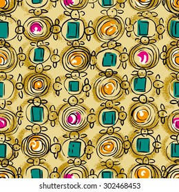 The repeat design of an ethnic?geometry_Color mustard