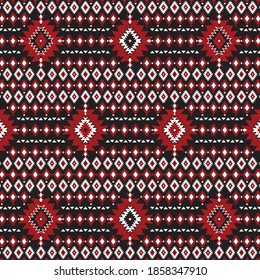 Repeat Diamond Pattern with Ethnic Motif on Black Background