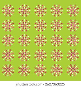 repeat flower pattern design in back green