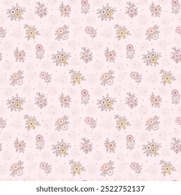 Repeat flower pattern. Ditsy floral seamless pattern. Small little flower pattern background. Pink ditsy print. Liberty style. Botanic design. Ditsy floral for fashion, texture, fabric, wrapping,decor