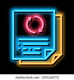 repeat funding document neon light sign vector. Glowing bright icon repeat funding document sign. transparent symbol illustration