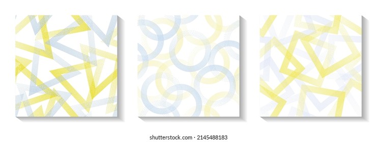 Repeat geometric patterns set with shapes of dots. Circles with dots texture, square rhombus of points, halftone pixels triangles backgrounds abstract vector collection. Textile ornaments.
