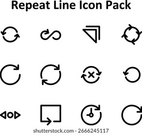 Repeat Graphic Set - 12 Icons (Outline)