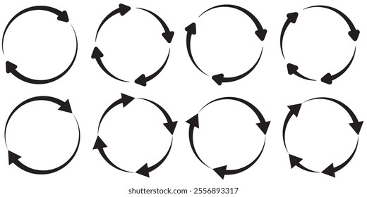 Repeat icon. Arrow reload sign. Recycle symbol. Reset icons. Refresh symbols