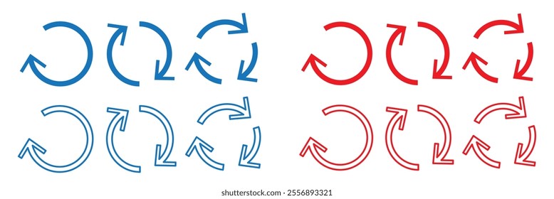 Repeat icon. Arrow reload sign. Recycle symbol. Reset icons. Refresh symbols