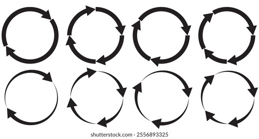 Repeat icon. Arrow reload sign. Recycle symbol. Reset icons. Refresh symbols