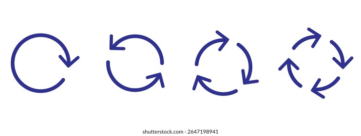 Repeat icon. Arrow reload sign. Recycle symbol. Reset icons. Refresh symbols. Black and blue color. Vector isolated sign.