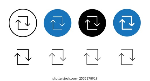 Repeat icon Black line art vector logo set