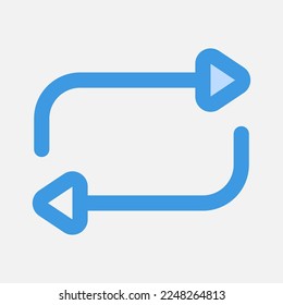 Repeat icon in blue style about multimedia, use for website mobile app presentation