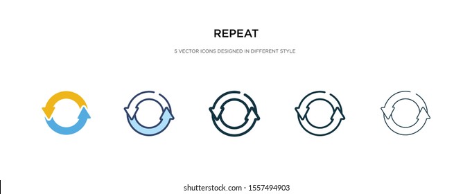 repeat icon in different style vector illustration. two colored and black repeat vector icons designed in filled, outline, line and stroke style can be used for web, mobile, ui
