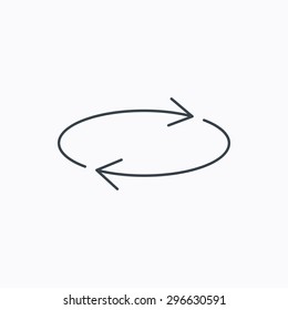 Repeat icon. Full rotation sign. Reload, refresh loop symbol. Linear outline icon on white background. Vector