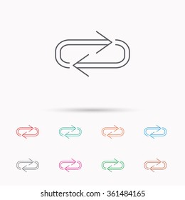 Repeat icon. Full rotation sign. Reload, refresh loop symbol. Linear icons on white background.