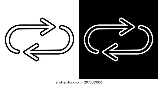 Repetir el icono. Repita los símbolos de signo vectoriales de diseño gráfico para el proyecto. Diseño plano. Ilustración vectorial sobre fondo blanco y negro