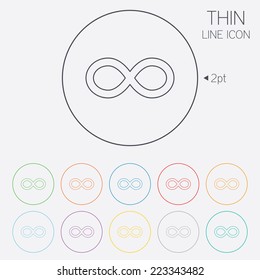 Repeat icon. Loop symbol. Infinity sign. Thin line circle web icons with outline. Vector