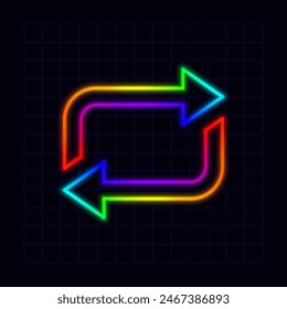 Repeat icon, neon rainbow visuals, gradient mesh graphics, glowing colorful aesthetic.