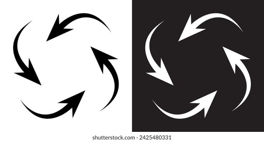 Repeat icon vector. Recycle icon sign symbol in trendy flat style. Rotation vector icon illustration isolated on white and black background
