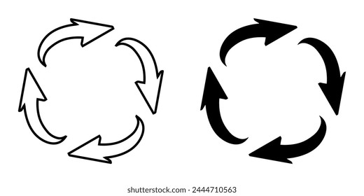 Repeat icon vector. Recycle icon sign symbol vector. Rotation vector icon illustration isolated on white background