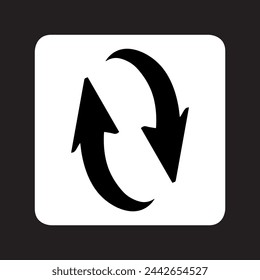 Repeat icon vector. Refresh logo design. Reload arrow vector icon illustration in square isolated on black background
