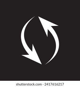 Repeat icon vector. Refresh icon sign symbol vector. Reload arrow vector icon illustration isolated on black background