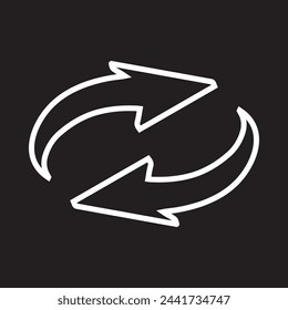 Repeat icon vector. Refresh icon sign symbol vector. Reload arrow vector icon illustration isolated on black background