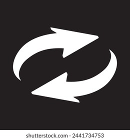 Repeat icon vector. Refresh icon sign symbol vector. Reload arrow vector icon illustration isolated on black background