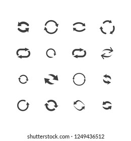 Repeat Icons Set. Set Of 16 Refresh Filled Icons Such As Reload, Update, Reload, Replay, Loading Arrow Icons