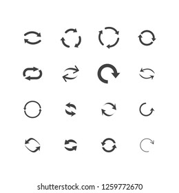 Repeat icons set. set of 16 refresh filled icons such as reload, update, reload, replay, loading arrow icons