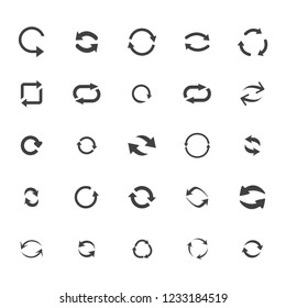Repeat icons set. set of 25 refresh filled icons such as reload, update, reload, replay, loading arrow icons