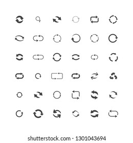 Repeat icons set. set of 36 refresh filled icons such as reload, update, reload, replay, loading arrow icons. repeat icons set