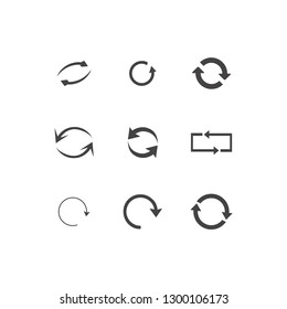 Repeat icons set. set of 9 refresh filled icons such as reload, update, reload, replay, loading arrow icons. repeat icons set
