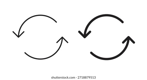 Conjunto de iconos de repetición aislados sobre fondo blanco Ilustración vectorial plana.
