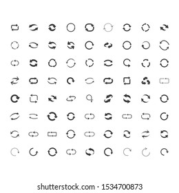 Repeat icons set. set of refresh filled icons such as reload, loading arrow icons.  