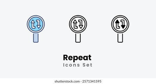Repeat Icons thin line and glyph vector icon stock illustration