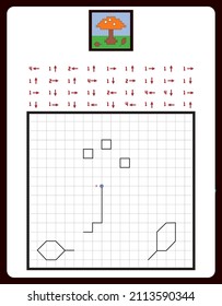 Repeat the image by example, connect the dots with straight lines and color the. Logical puzzle game for kids on square paper. Printable page for children brainteaser book. IQ training test.