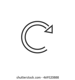Repeat line icon, reload outline vector logo illustration, linear pictogram isolated on white