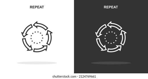 repeat line icon. Simple outline style.repeat linear sign. Vector illustration isolated on white background. Editable stroke EPS 10
