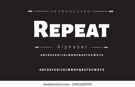 Repeat Modern Bold Font. Sans Serif Font. Regular Italic Uppercase Lowercase Typography urban style alphabet fonts for fashion, sport, technology, digital, movie, logo design, vector illustration