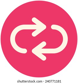 Repeat, modern flat icon with long shadow