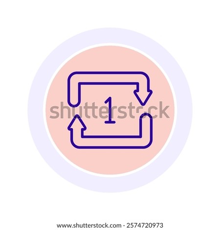 Repeat Once color circle icon , vector, pixel perfect, illustrator file