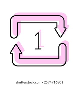 Repeat Once color shadow thinline icon , vector, pixel perfect, illustrator file