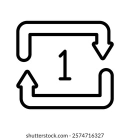 Repeat Once line icon , vector, pixel perfect, illustrator file