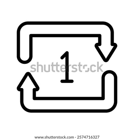 Repeat Once line icon , vector, pixel perfect, illustrator file