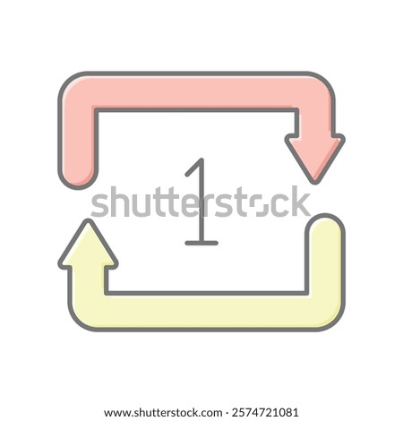 Repeat Once lineal color icon , vector, pixel perfect, illustrator file